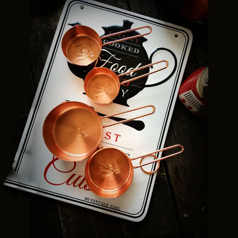 4 pcs of set Baking Gourmet Photographer Weighing Table Copper Cup measuring tool cup rose gold stainless steel with handle
4 pcs of set Baking Gourmet Photographer Weighing Table Copper Cup measuring tool cup rose gold stainless steel with handle