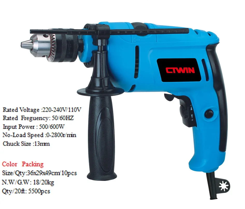 600W 13mm Multipurpose Electric Impact Drill Concrete 0-2800r/min Electric Power Drill Micro Electric Power Tools
600W 13mm Multipurpose Electric Impact Drill Concrete 0-2800r/min Electric Power Drill Micro Electric Power Tools