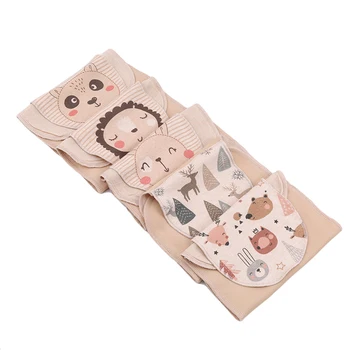 

5pcs/set Cotton Blend Baby Wicking Towel Absorb Sweat Back Towel Perspiration Wipes Reusable Random Cartoon Print Baby Towel