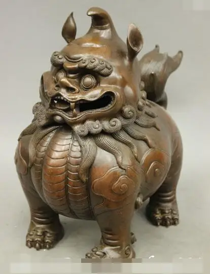 S3702 10" Chinese Pure Bronze Dragon Kylin Unicorn Beast Statue Incense Burner Censer
S3702 10" Chinese Pure Bronze Dragon Kylin Unicorn Beast Statue Incense Burner Censer