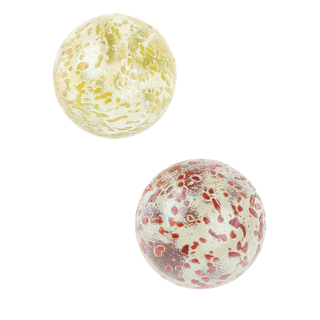 2Pcs 35mm Kids DIY Craft Glass Balls Marbles Yellow & Red Patterned Glass Beads, Collectibles Set of game replacment marbles