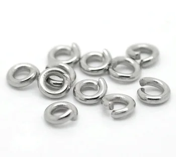 FUNIQUE New Fashion 1000PCs Silver Tone Stainless Steel Open Jump Rings 4mm x 1mm