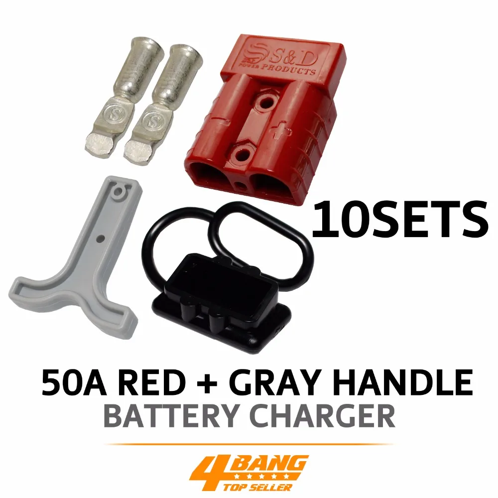 10x 50 Amp RED Plug Style Connectors Red Handle T-Bar 10X Black Dust Cap Cover 12-24V | Автомобили и мотоциклы