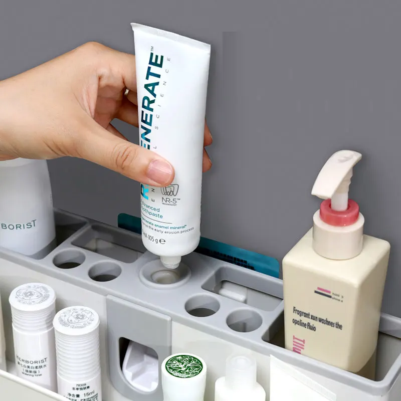 Wall-mounted toothbrush holder bathroom shelf Washing cup automatic toothpaste kit without trace Home storage organizer
Wall-mounted toothbrush holder bathroom shelf Washing cup automatic toothpaste kit without trace Home storage organizer