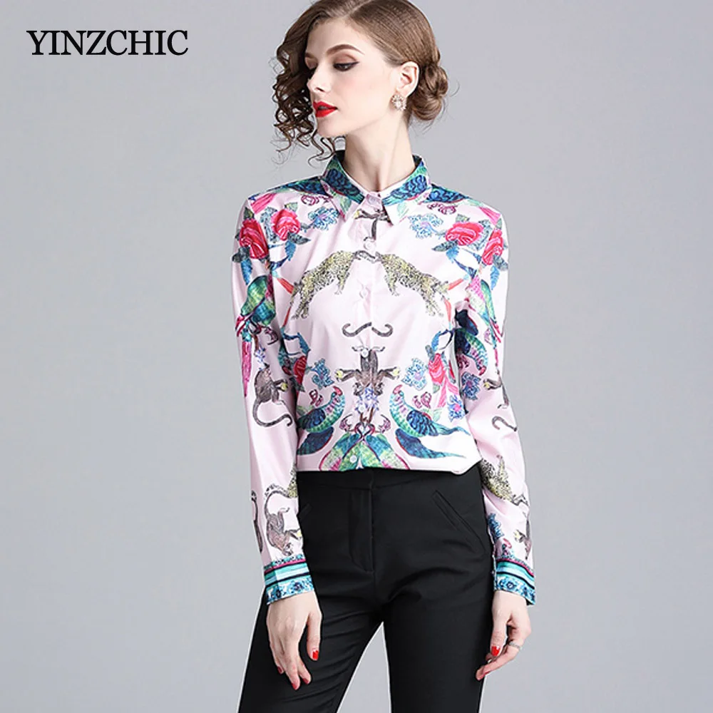 Vintage Printed Womans Blouse Spring New Office Lady Work Shirts Animals Print Blouse for Woman Casual Regular Blouses Women
Vintage Printed Womans Blouse Spring New Office Lady Work Shirts Animals Print Blouse for Woman Casual Regular Blouses Women