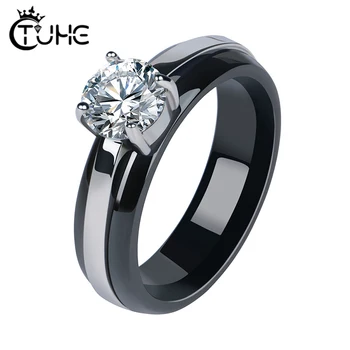 Four-Jaw Set Rhinestone Women Rings Never Fade Color Black Ceramic With CZ Crystal Rings Wedding Gift
Four-Jaw Set Rhinestone Women Rings Never Fade Color Black Ceramic With CZ Crystal Rings Wedding Gift