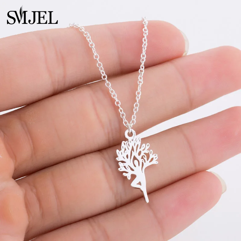 SMJEL Women Jewelry Yoga Tree of Life Necklaces Stainless Steel Plant Pendants & Necklaces Long Chain Collier Sports Gifts
SMJEL Women Jewelry Yoga Tree of Life Necklaces Stainless Steel Plant Pendants & Necklaces Long Chain Collier Sports Gifts