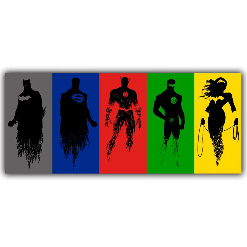 Лига Справедливости Герой Бэтмен Супермен плакат со сценами из фильмов шелковой