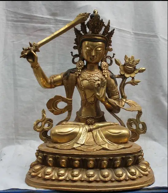 free 19" Tibet Tibetan Buddhism Temple Bronze Gilt Manjushri Bodhisattva Statue fast
free 19" Tibet Tibetan Buddhism Temple Bronze Gilt Manjushri Bodhisattva Statue fast