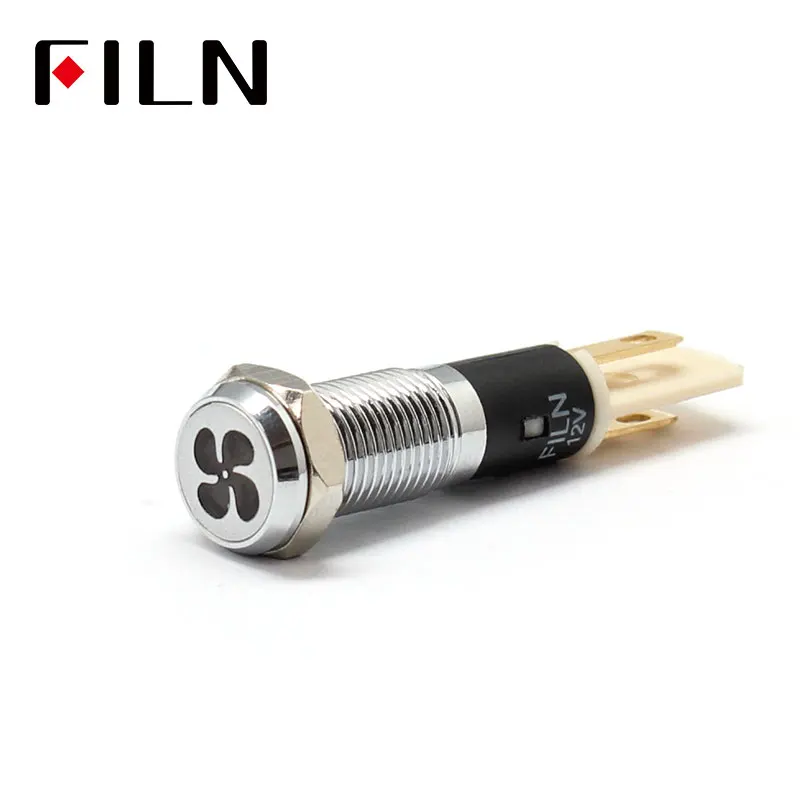 FILN 8mm Car dashboard silver shell Fan tag C40 12v led indicator light with Solder foot
FILN 8mm Car dashboard silver shell Fan tag C40 12v led indicator light with Solder foot