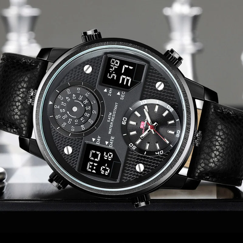 Men Sports Watches Black Leather Big Dial Sport Watches For Men Luxury Brand LED Digital Military Waterproof Wrist Watches wach
Men Sports Watches Black Leather Big Dial Sport Watches For Men Luxury Brand LED Digital Military Waterproof Wrist Watches wach