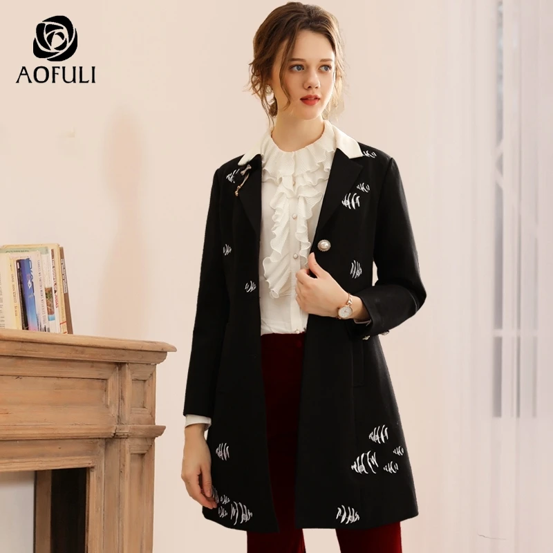 AOFULI S~ 3XL 4XL 5XL Tropical Fish Embroidery Women Coat Turn Down Collar Cotton Blended Overcoat Winter Black Long Tops A3799
AOFULI S~ 3XL 4XL 5XL Tropical Fish Embroidery Women Coat Turn Down Collar Cotton Blended Overcoat Winter Black Long Tops A3799