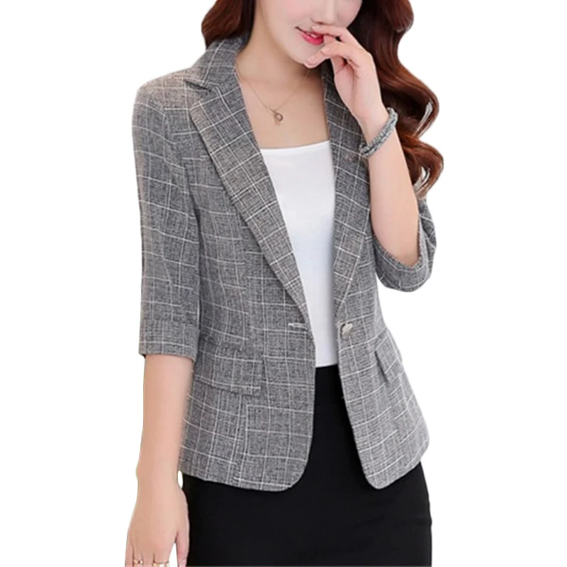 Plaid small Suit Women Korean Short Thin Coat Seven-point sleeve Suits 2023 Spring Womens Casual Suits Blazers 3XL 208
Plaid small Suit Women Korean Short Thin Coat Seven-point sleeve Suits 2023 Spring Womens Casual Suits Blazers 3XL 208