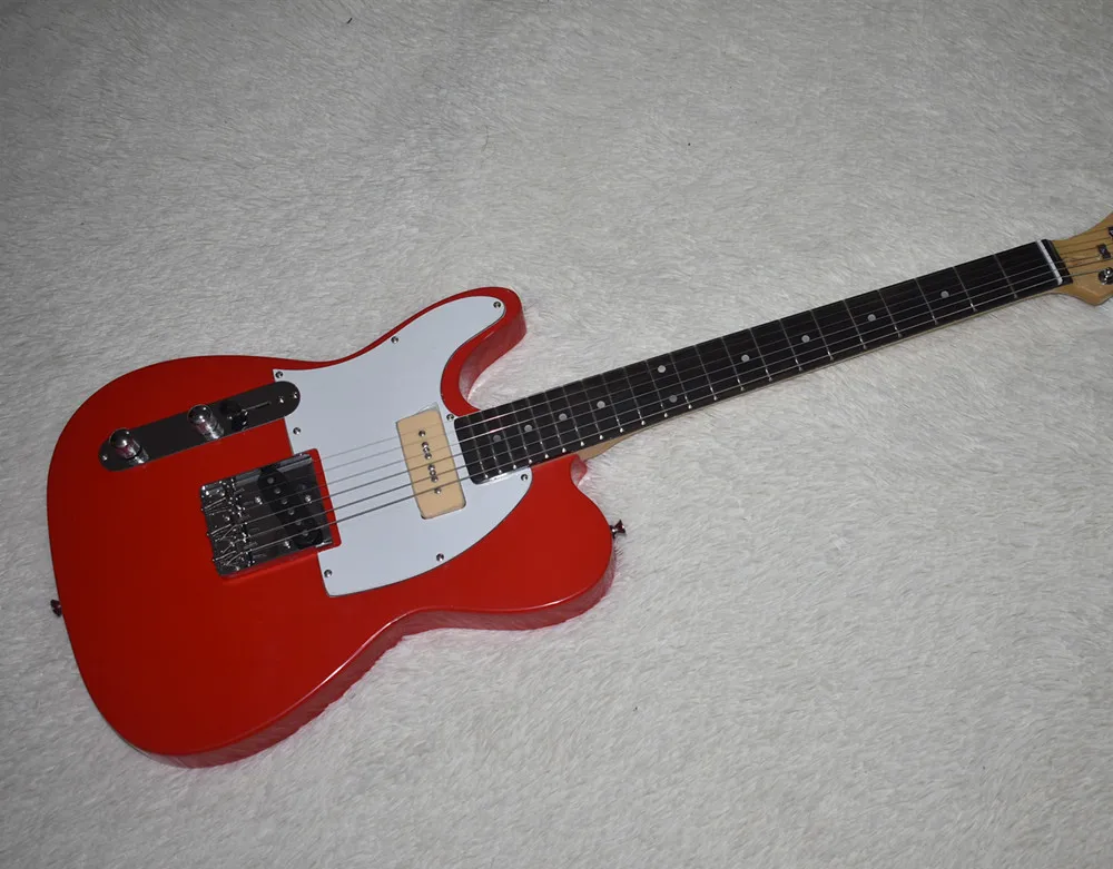 Factory wholesale Red left-hand electric guitar, maple neck, rosewood cardboard, white guard, P90 pickup, can be customized.
Factory wholesale Red left-hand electric guitar, maple neck, rosewood cardboard, white guard, P90 pickup, can be customized.