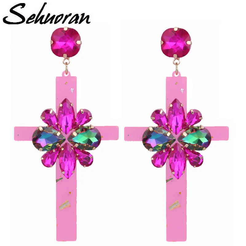 Sehuoran Crosss Drop Earrings For Woman Resin Flash Pendients Fashion Jewelry Oorbellen Gifts Crystal stone Earrings
Sehuoran Crosss Drop Earrings For Woman Resin Flash Pendients Fashion Jewelry Oorbellen Gifts Crystal stone Earrings