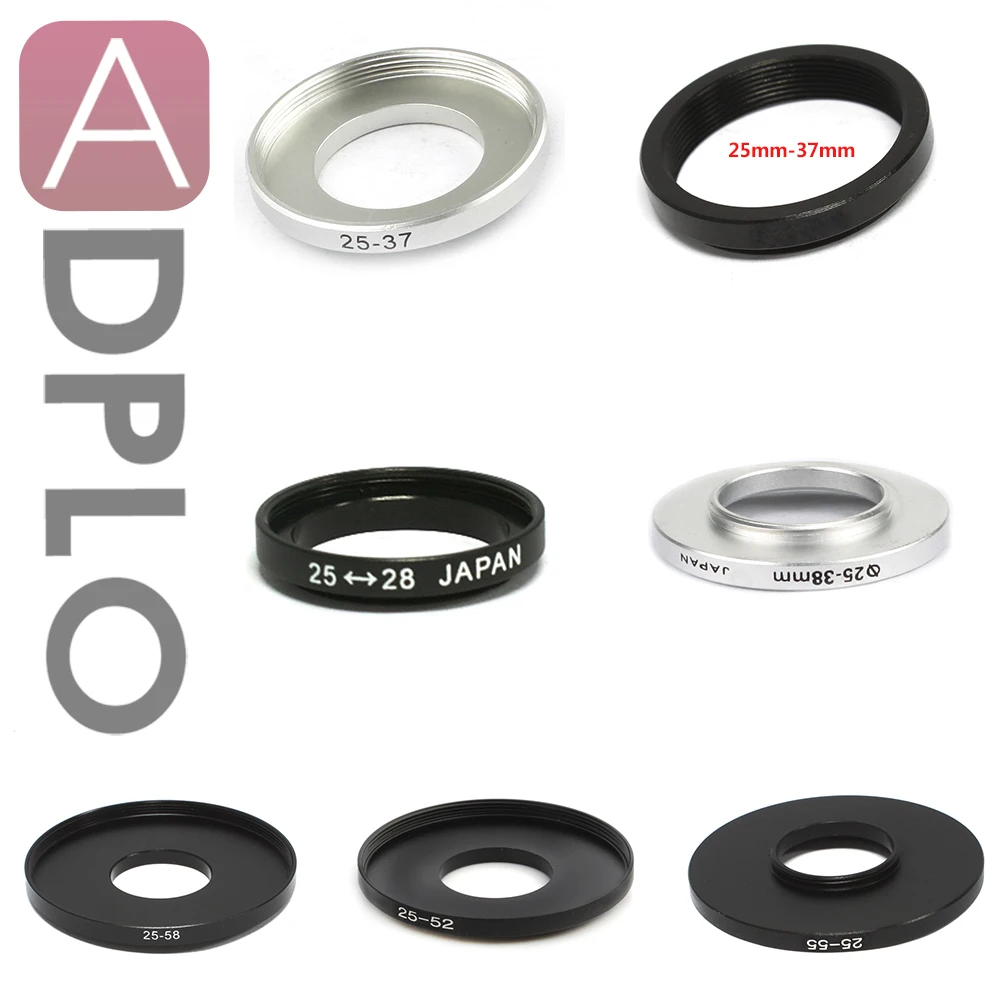 25mm-28mm(black)/ 25mm-37mm(black,silver)/ 25mm-38mm(silver)/ 25mm-52mm/ 25mm-55mm/ 25mm-58mm Step-up Metal Filter Adapter Ring
25mm-28mm(black)/ 25mm-37mm(black,silver)/ 25mm-38mm(silver)/ 25mm-52mm/ 25mm-55mm/ 25mm-58mm Step-up Metal Filter Adapter Ring