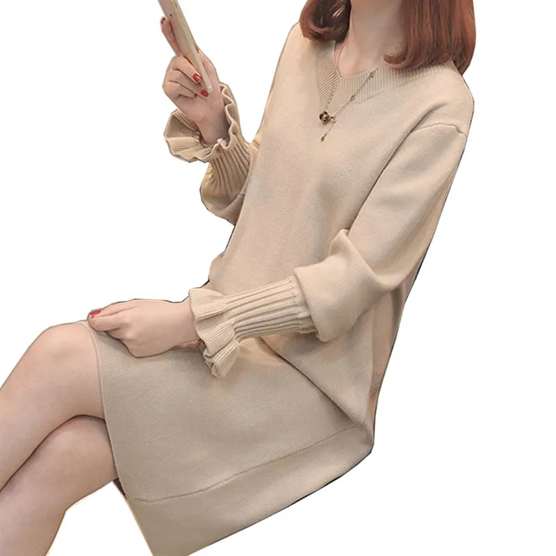 Casual Flare Sleeve knitted sweater dress 2018 new women Cotton bodycon mini dress pullover female Autumn winter dress vestidos
Casual Flare Sleeve knitted sweater dress 2018 new women Cotton bodycon mini dress pullover female Autumn winter dress vestidos