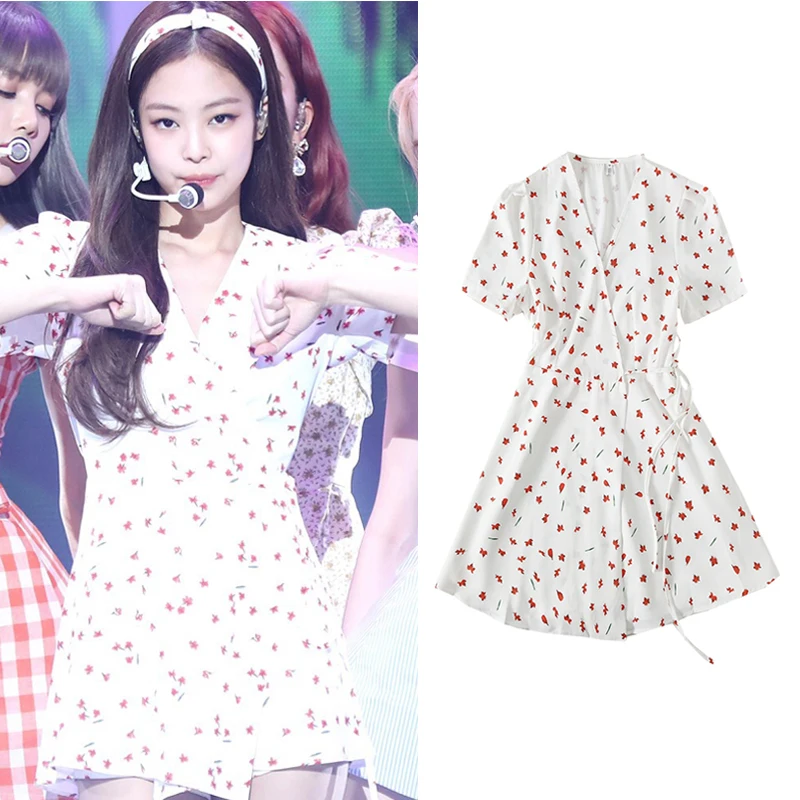 Kpop BLACKPINK JENNIE summer Fresh and sweet Dress Women Fashion Short Sleeve Harajuku flower print Dresses female Kawaii Tops
Kpop BLACKPINK JENNIE summer Fresh and sweet Dress Women Fashion Short Sleeve Harajuku flower print Dresses female Kawaii Tops