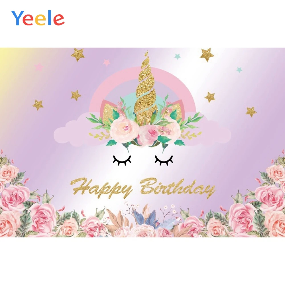 Yeele Unicorn Flower Purple Gradient Happy Birthday Photography Background Customized Photographic Backdrops for Photo Studio
Yeele Unicorn Flower Purple Gradient Happy Birthday Photography Background Customized Photographic Backdrops for Photo Studio