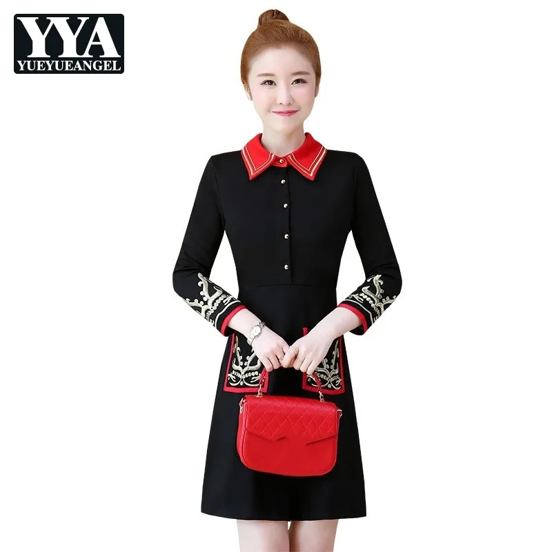 2019 Spring Large Size 5XL Women Embroidery Dress Black Square Collar Elegant Office Lady Knee Length Dresses Fashion Clothes
2019 Spring Large Size 5XL Women Embroidery Dress Black Square Collar Elegant Office Lady Knee Length Dresses Fashion Clothes