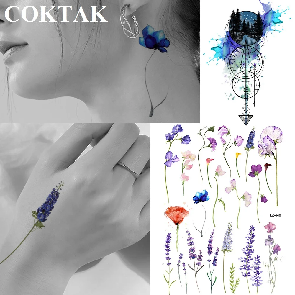 Watercolor Lavender Flower Violet Tattoos Temporary Women Body Art Ear Drawing Tattoo Stickers Waterproof Fake Tatoos Girl Wrist
Watercolor Lavender Flower Violet Tattoos Temporary Women Body Art Ear Drawing Tattoo Stickers Waterproof Fake Tatoos Girl Wrist