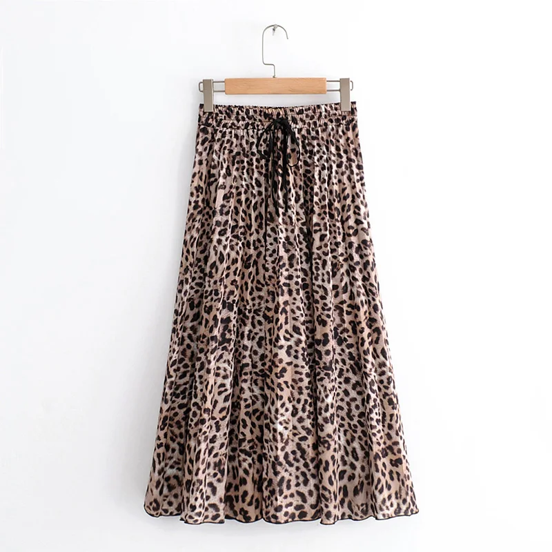 women stylish leopard print pleated skirt snake faldas mujer Drawstring tie elastic waist casual mid calf skirts
women stylish leopard print pleated skirt snake faldas mujer Drawstring tie elastic waist casual mid calf skirts