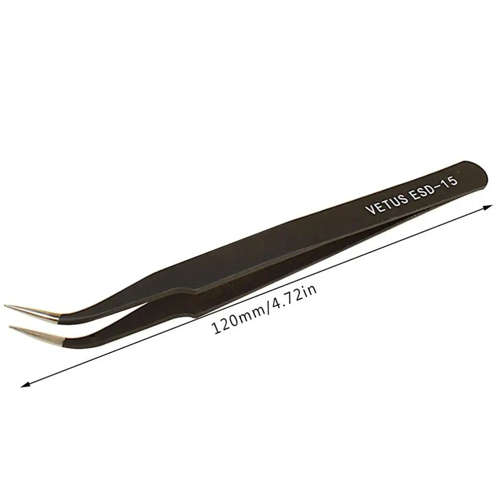 

Tweezers Precision ESD Anti-Static Stainless Steel Tweezers Kit with Bag for Electronics Jewelry-Making Laboratory Work