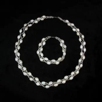 Freshwater Pearl Jewelry Set, Fashion Necklace Bracelet Set for Beautiful Bride Lady Female Jewellery, 30sets/lot
Freshwater Pearl Jewelry Set, Fashion Necklace Bracelet Set for Beautiful Bride Lady Female Jewellery, 30sets/lot