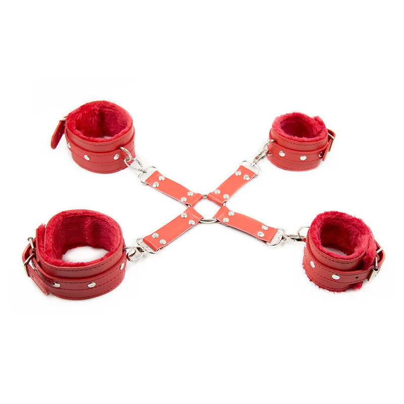 Sex Products PU Leather Plush Erotic Toys For Adults Couple Handcuffs Ankle Cuffs Bdsm Bondage Set Sex Toys For Women Men