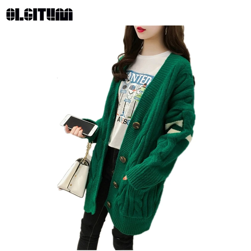 OLGITUM New 2018 Winter and Autumn Korean Cardigan Long-sleeved Loose Large Size Lazy Style Women Sweater
OLGITUM New 2018 Winter and Autumn Korean Cardigan Long-sleeved Loose Large Size Lazy Style Women Sweater