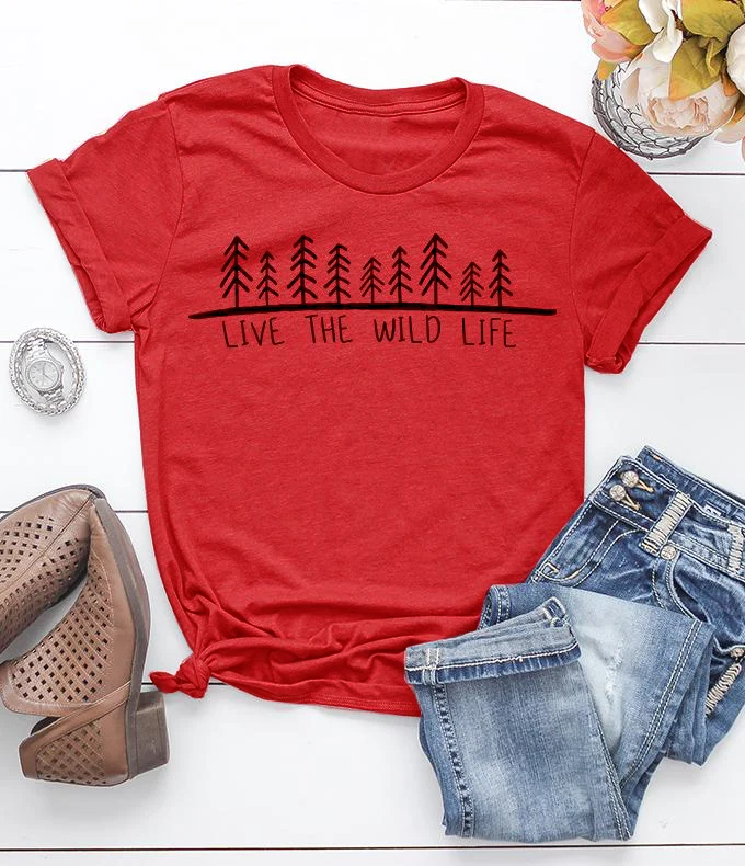 Женская футболка в винтажном стиле live the wild life Повседневная хлопковая унисекс с