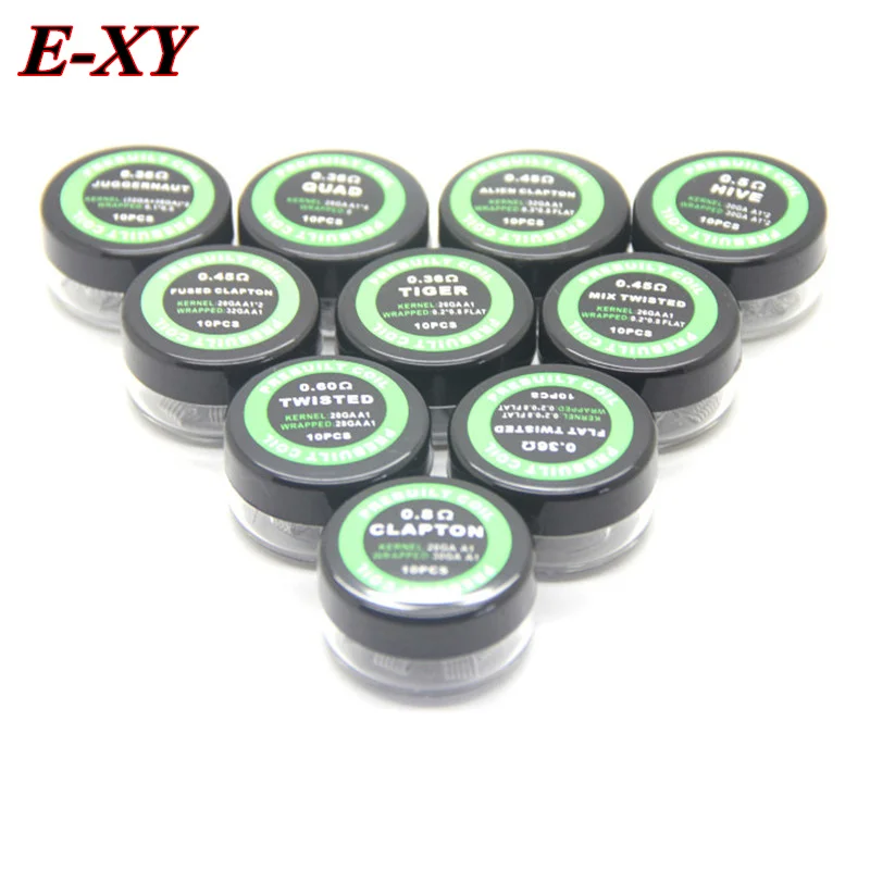 

E-XY Flat twisted wire Fused clapton coils Hive premade wrap wires Alien Mix twisted Quad Tiger Heating Resistance rda coil