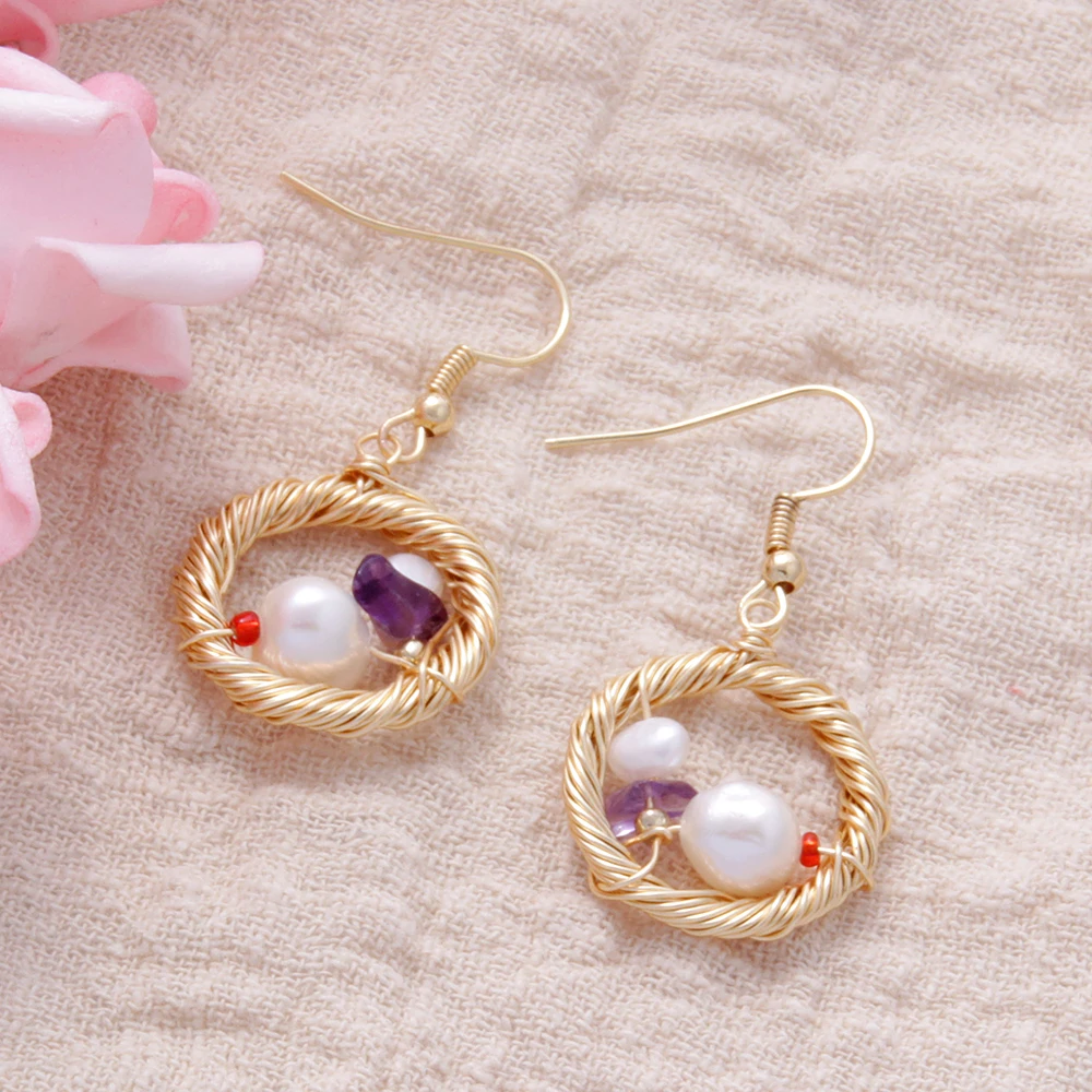 Handmade Vintage Copper Wire Dangle Earrings Freshwater Pearl Drop Earrings Jewelry Trendy Statement Accessories Women Gift
Handmade Vintage Copper Wire Dangle Earrings Freshwater Pearl Drop Earrings Jewelry Trendy Statement Accessories Women Gift