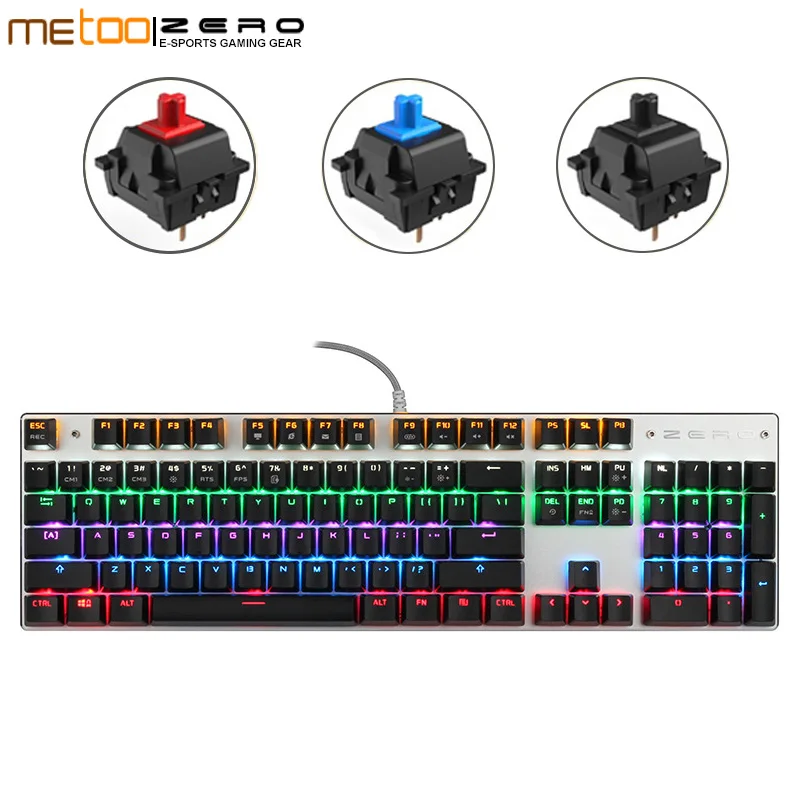 Original Metoo Zero gaming keyboard Russian/English Mechanical Keyboard 104 keys usb Wired keyboard blue/red switch
Original Metoo Zero gaming keyboard Russian/English Mechanical Keyboard 104 keys usb Wired keyboard blue/red switch