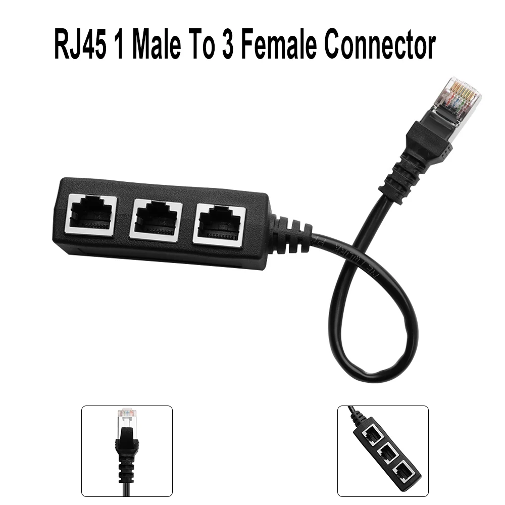 Generic 1 Male To 3 Female RJ45 LAN Cable Splitter Network
