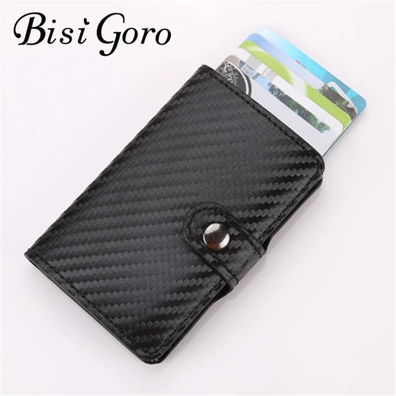 Фото BISI GORO 2018 men and women credit card holder id business case wallet for metal pu leather solid steel box | Багаж и сумки