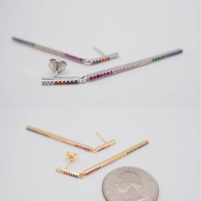 SIMPLE geometric fashion trendy women jewelry micro pave pastel rainbow cz long bar dangle earring
SIMPLE geometric fashion trendy women jewelry micro pave pastel rainbow cz long bar dangle earring