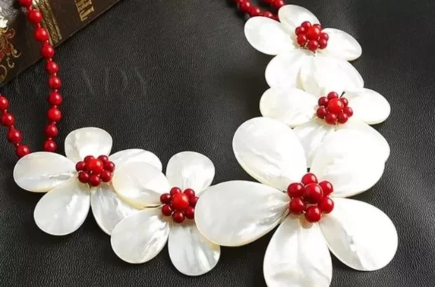 Ожерелье с цветами в виде раковины Белого моря подвески ручной работы для женщин