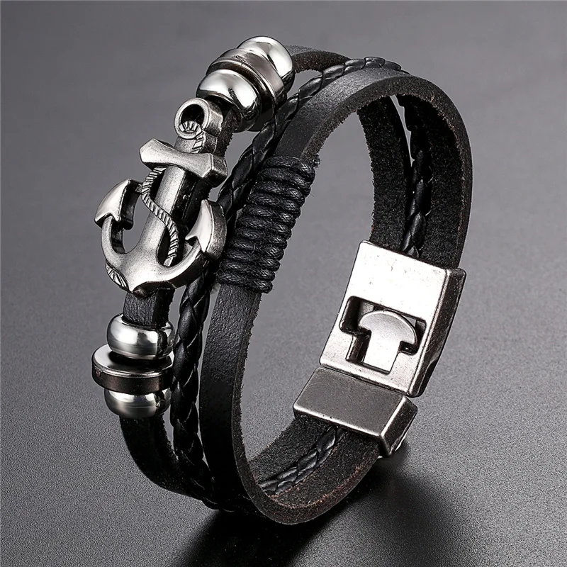 2019 Newest Design High Quality Multi-layer Leather Bracelets Charm Men Anchor Bracelet Jewelry Party Fine Gift Male Pulseira
2019 Newest Design High Quality Multi-layer Leather Bracelets Charm Men Anchor Bracelet Jewelry Party Fine Gift Male Pulseira