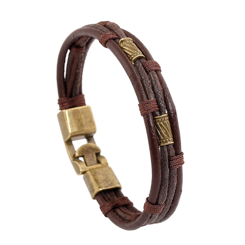 Antique Rope Bangles Bracelets Multi-layer Creative Buckle For Men Women Leather Metal Brown Color Jewelry Gifts
Antique Rope Bangles Bracelets Multi-layer Creative Buckle For Men Women Leather Metal Brown Color Jewelry Gifts