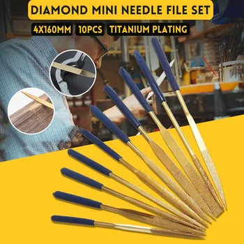 New 10Pcs Titanium Diamond Coating Mini Needle File Set For Metal Glass Stone Jewelry Wood Carving Craft Hand Tools Set 160x4mm
New 10Pcs Titanium Diamond Coating Mini Needle File Set For Metal Glass Stone Jewelry Wood Carving Craft Hand Tools Set 160x4mm