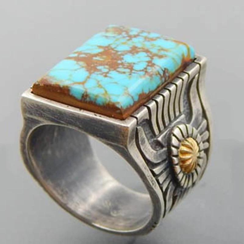 Fashion Square Blue Turquoises Stone Ring Vintage Antique Silver Natural Stone Wedding Rings for Women Girls Party Boho Jewelry
Fashion Square Blue Turquoises Stone Ring Vintage Antique Silver Natural Stone Wedding Rings for Women Girls Party Boho Jewelry