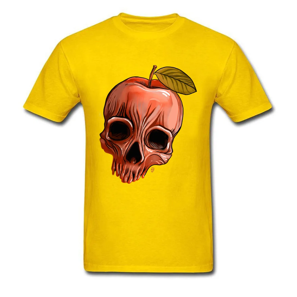 O Neck Apple Skull Cotton Fabric Men Top T-shirts Custom Short Sleeve Tops Shirt On Sale Printed T-Shirt Top Quality Apple Skull yellow