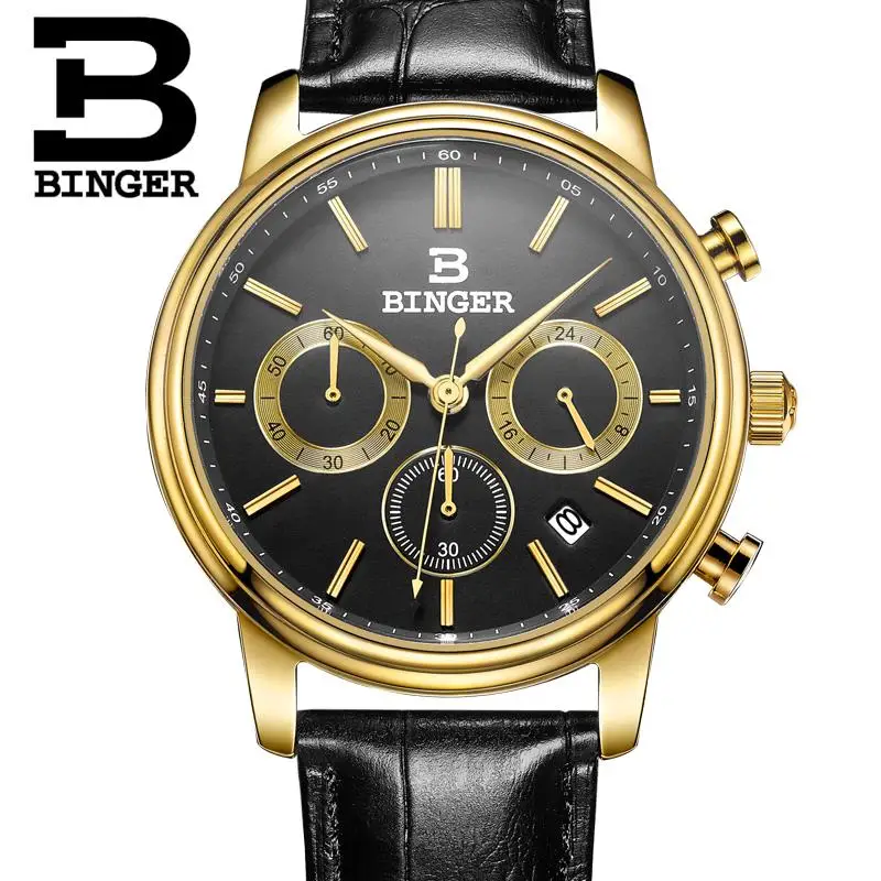 Switzerland BINGER men's watch luxury brand Quartz waterproof Chronograph Stop clock leather strap Wristwatches B9005-3
Switzerland BINGER men's watch luxury brand Quartz waterproof Chronograph Stop clock leather strap Wristwatches B9005-3