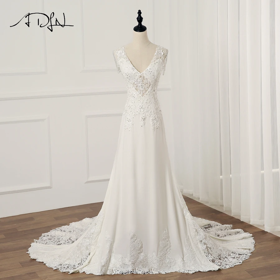 ADLN 2019 Sexy Wedding Dress Mermaid Cap Sleeves Beads Applique Elasitc Spandex Wedding Dresses vestido de noiva
ADLN 2019 Sexy Wedding Dress Mermaid Cap Sleeves Beads Applique Elasitc Spandex Wedding Dresses vestido de noiva
