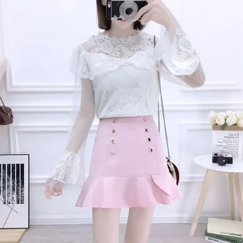 New Summer 2019 Lace Mesh Patchwork Twinset Fashion Chic Mini Double Breasted Two Piece Set High Waist Brief Sexy 2 Pcs Set
New Summer 2019 Lace Mesh Patchwork Twinset Fashion Chic Mini Double Breasted Two Piece Set High Waist Brief Sexy 2 Pcs Set