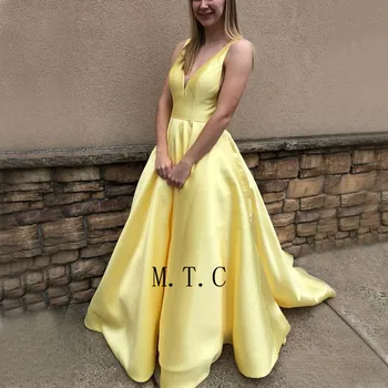 Sexy Yellow Satin Formal Evening Dress V Neck Backless Long Prom Gown 2019 Custom Made Women Occasion Dresses Robe De Soiree
Sexy Yellow Satin Formal Evening Dress V Neck Backless Long Prom Gown 2019 Custom Made Women Occasion Dresses Robe De Soiree