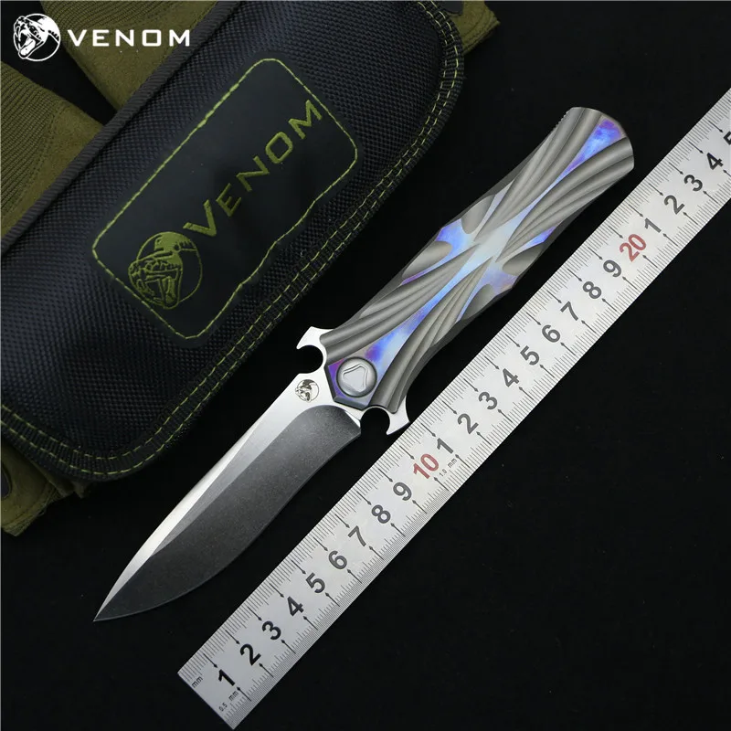 VENOM Kevin John T series M390 steel Titanium Flipper folding knife ceramic ball bearing camping hunting pocket knives EDC tools
VENOM Kevin John T series M390 steel Titanium Flipper folding knife ceramic ball bearing camping hunting pocket knives EDC tools