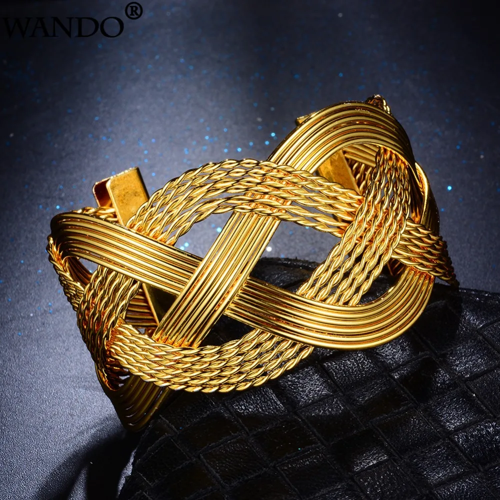 Wando Gold Colour Hyperble Bangle for Women Wave Rattan Twisted Hollow Ramadan Bracelet Island Surfer Jewelry 3.7cmWidth b2-3
Wando Gold Colour Hyperble Bangle for Women Wave Rattan Twisted Hollow Ramadan Bracelet Island Surfer Jewelry 3.7cmWidth b2-3