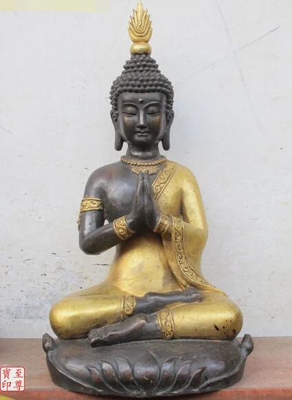 002973 20"Thai Buddhism Bronze gilded lotus water lily Sit tathagata Amitabha statue
002973 20"Thai Buddhism Bronze gilded lotus water lily Sit tathagata Amitabha statue